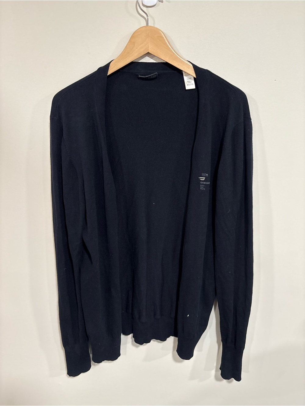 Diesel Men's Black Open-Front Cardigan Sweater